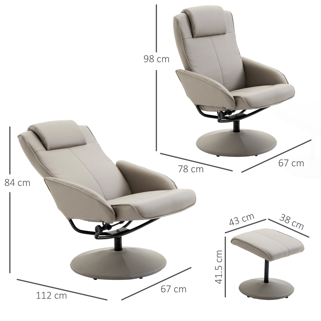 Homcom Relaxable relaxation armchair with gray faux leather footrests - Borgè