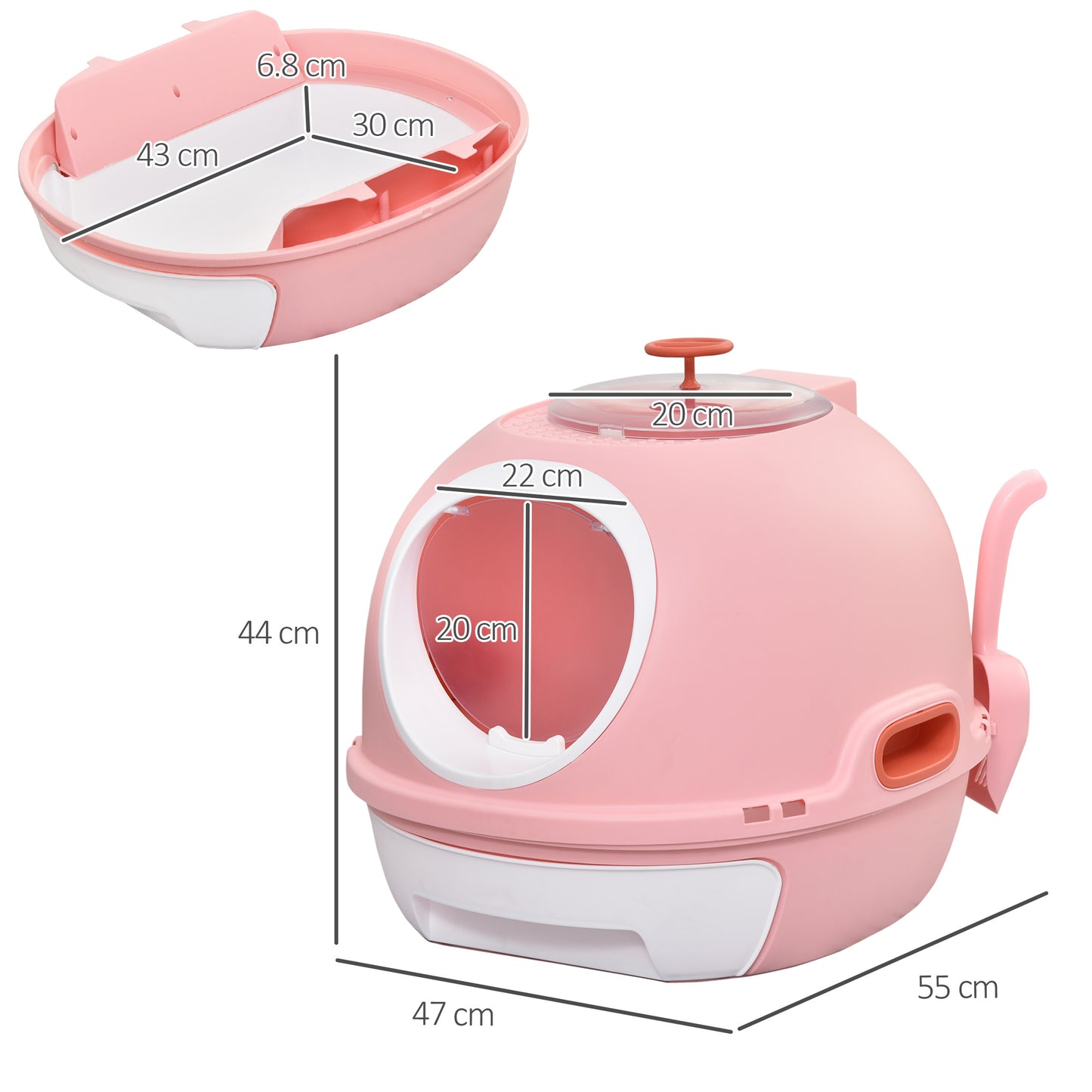 Pawhut Chiusable cat bed with removable tray, 2 inputs and palette, 47x55x44cm, pink - Borgè