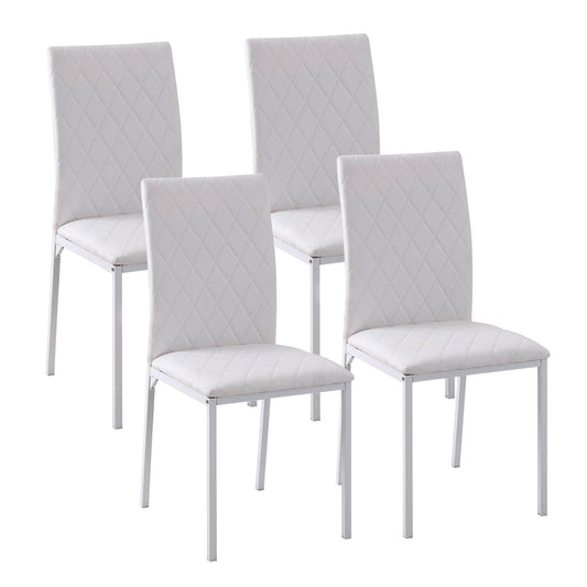 set 4 padded chairs for dining room with skilled coating, 41x50x91cm - white - Borgè