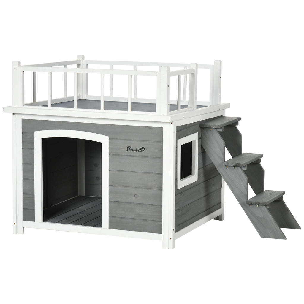 PAWHUT CASETTE FOR DOG WITH THE SCALETTA terrace and window 121x77x78cm Light Grey - Borgè