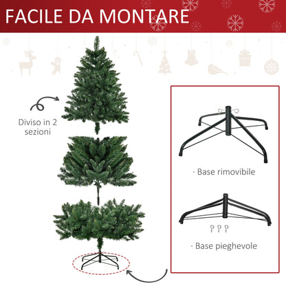 Folding Artificial Christmas Tree with Removable Base 180cm - Green - Borgè