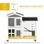 Outdoor Rabbit Hutch for 2 Wooden Rabbits with Removable Tray and Running Area, 110x60x104 cm - Borge' Group Limited