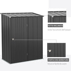 Garden Shed Tool Storage Shed in Steel Sheet with Lock, 161.5x94. 5x196cm, Black - Borge' Group Limited