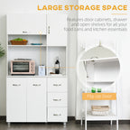 Homcom Modern Kitchen Credenza with drawers, cabinets and open shelves, 100x39.5x183.5cm, white - Borgè