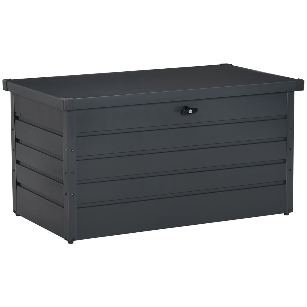 Garden Storage Bench with Key, Modern Steel Chest, Grey, 120x62x62cm - Borge' Group Limited