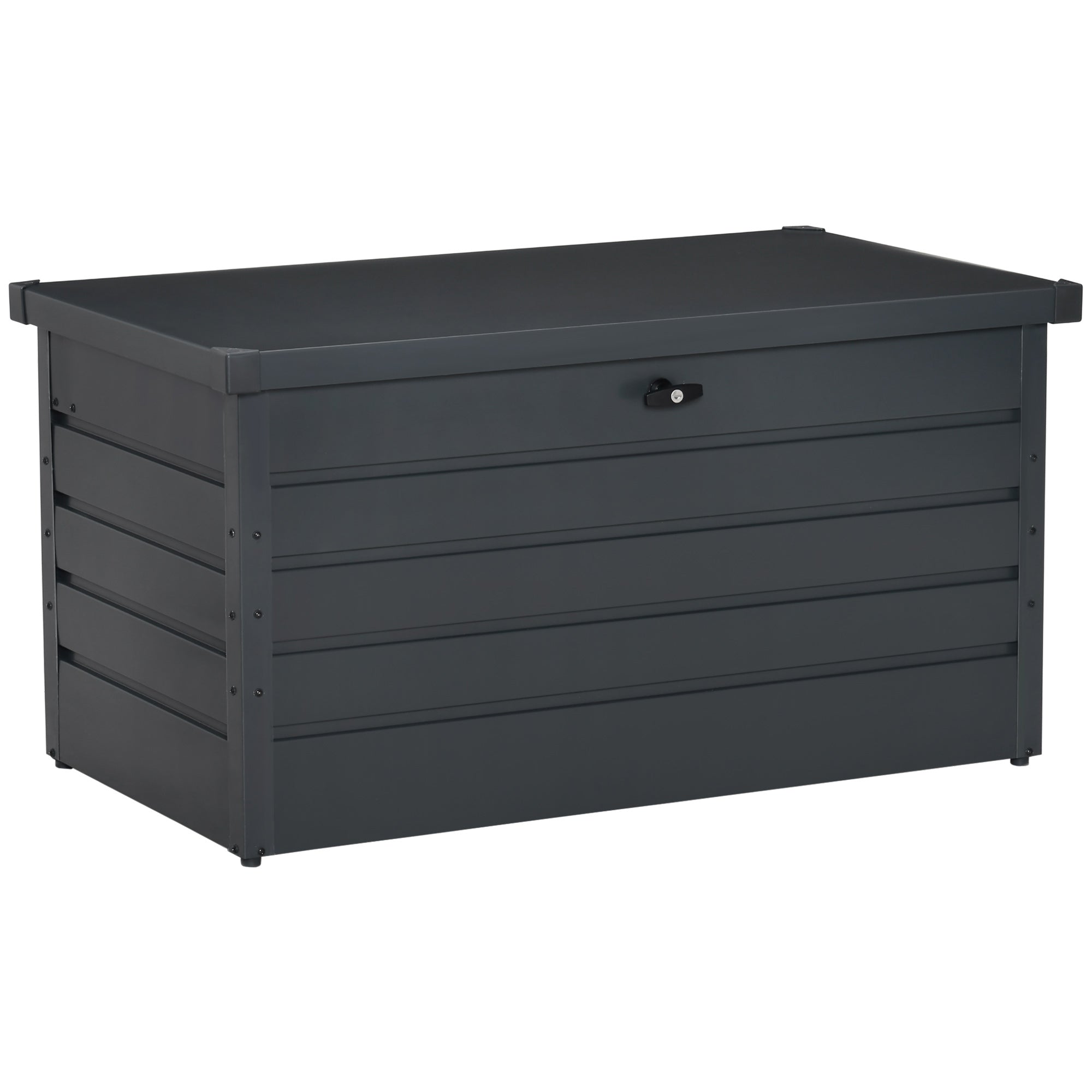 Garden Storage Bench with Key, Modern Steel Chest, Grey, 120x62x62cm - Borge' Group Limited