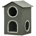 Two Level Cat House with Washable Cushions 3 Entrances, 42x46x59.5 cm, Grey - Borge' Group Limited