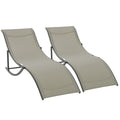 Set of 2 Folding Garden Loungers, Aluminum and Textilene Sun Lounger, 61x165x63cm - Borge' Group Limited