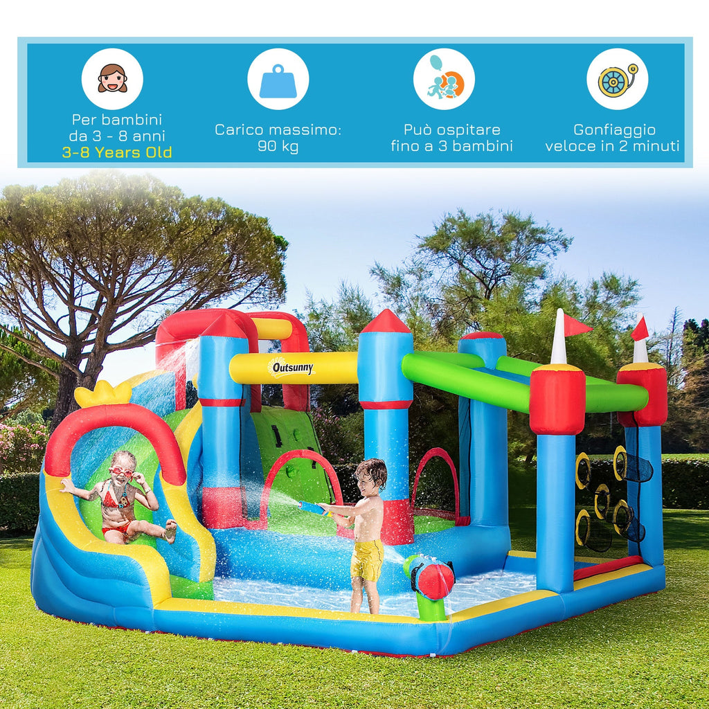 Inflatable Castle for Children with Slide, Trampoline and Pool, 390x300x197cm - Borge' Group Limited
