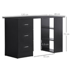 Homcom PC Desk with 3 shelves and 3 drawers per room and office, in MDF wood, 120x49x72 cm, black - Borgè