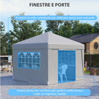 SOFI | 3x3m Folding Gazebo with Adjustable Height, with Pop Up Design and Windows, White - Borge' Group Limited