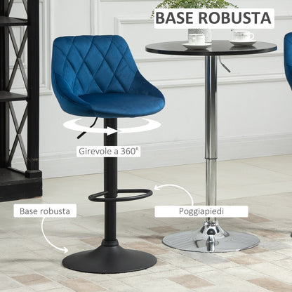 Homcom set 2 swivel design bar stools with adjustable height - blue - Borgè