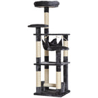 4-Tier Cat Tree with Hammock, Natural Sisal Plush Platforms, 132cm Height, Grey 4.8 (25) - Borge' Group Limited