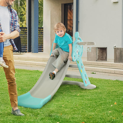 slide for children with basketball basketball for interior and outdoor in PP and HDPE, age 2-4 years, Grey and blue - Borgè