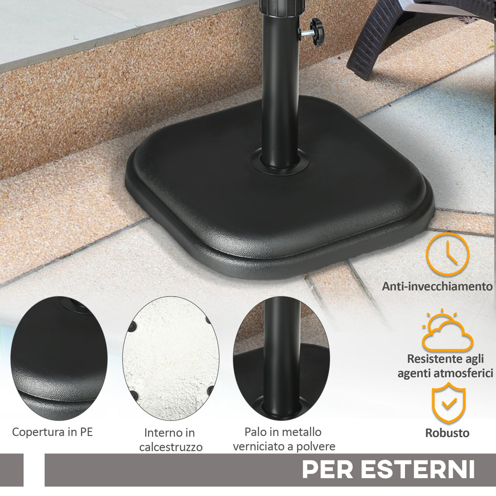 Outsunny base for plastic garden umbrella and 11kg cement, 36x36x31cm, black - Borgè