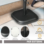 Outsunny base for plastic garden umbrella and 11kg cement, 36x36x31cm, black - Borgè