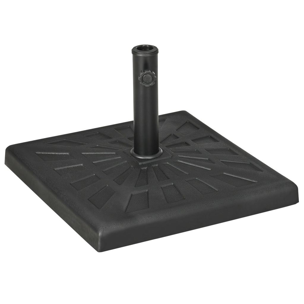 19kg 51x51x32cm Resin and Steel Umbrella Base for Ø32mm, Ø38mm and Ø48mm Poles, Black - Borge' Group Limited
