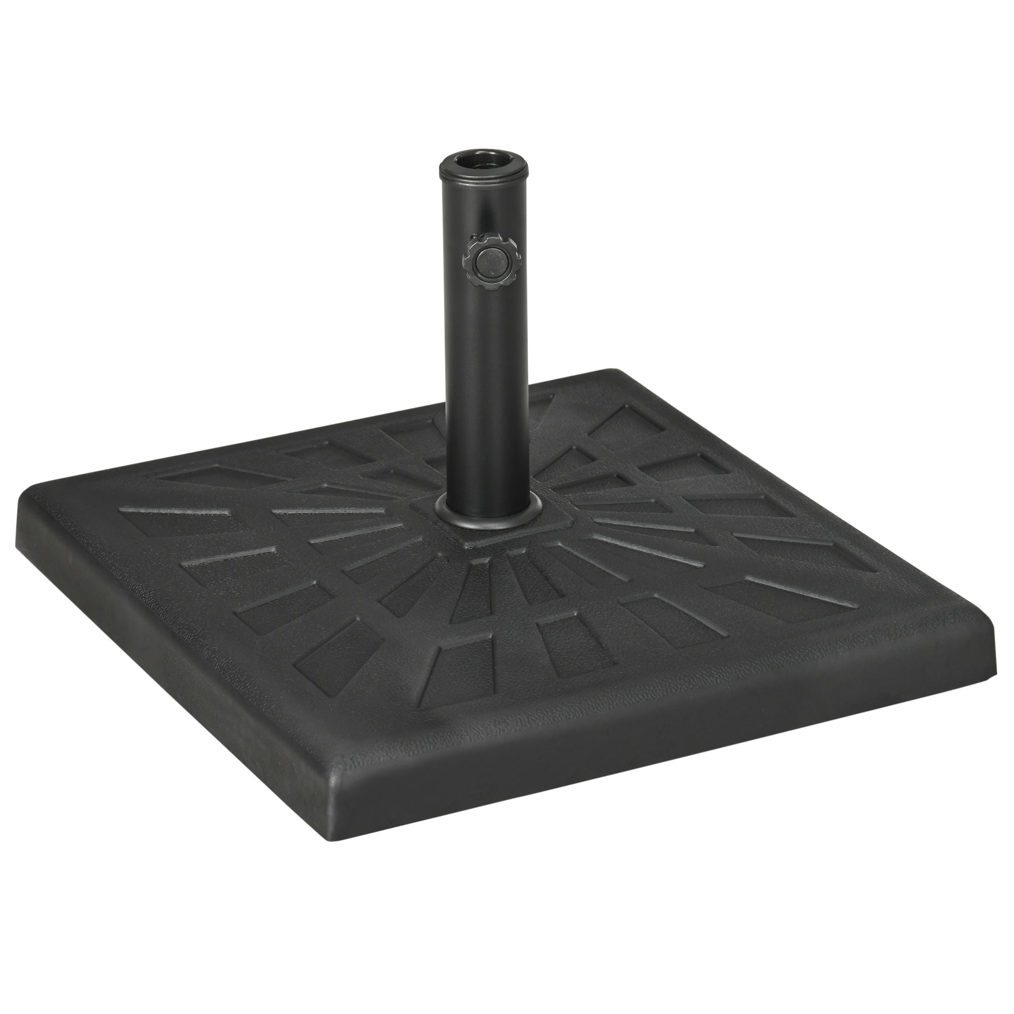 19kg 51x51x32cm Resin and Steel Umbrella Base for Ø32mm, Ø38mm and Ø48mm Poles, Black - Borge' Group Limited