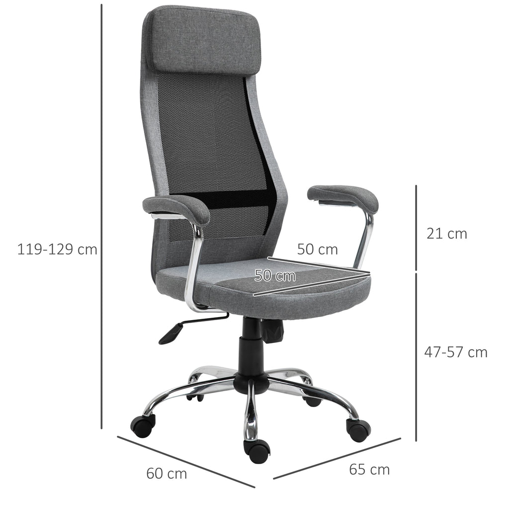 VATER CHAIR CHAIR OFFICOMICAL OFFICE, Adjustable height and rocking in Grey mesh fabric - Borgè