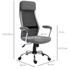 VATER CHAIR CHAIR OFFICOMICAL OFFICE, Adjustable height and rocking in Grey mesh fabric - Borgè