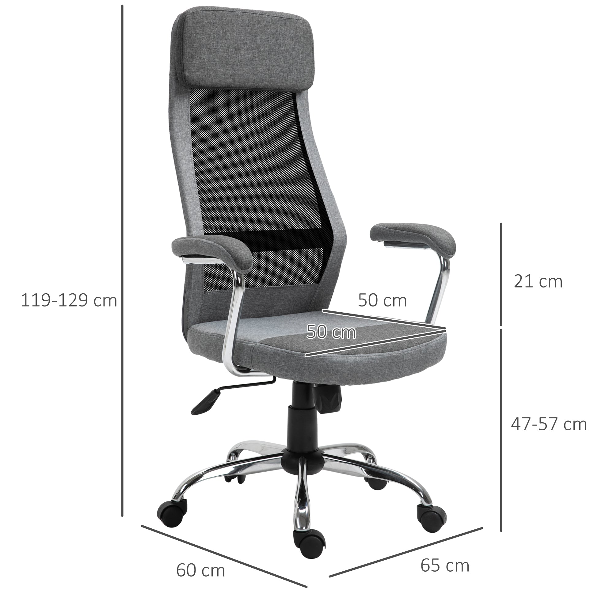 VATER CHAIR CHAIR OFFICOMICAL OFFICE, Adjustable height and rocking in Grey mesh fabric - Borgè