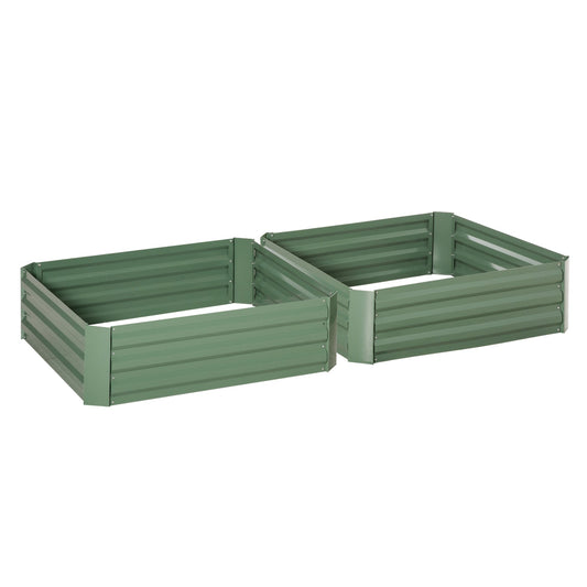 Outsunny set of 2 beds for raised garden in galvanized steel for plants and vegetables, 100x100x30cm - Borgè