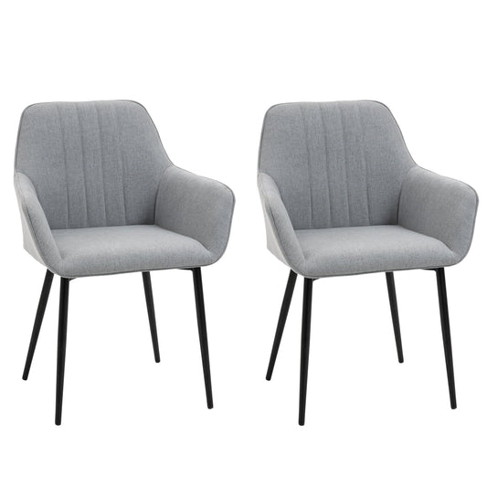 Set 2 Modern Padded Chairs of Kitchen or Light Grey Living Room - Borgè