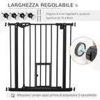 Extendable Dog Gate with Pressure Fit and Automatic Closure, 68x76.2 cm, Black - Borge' Group Limited