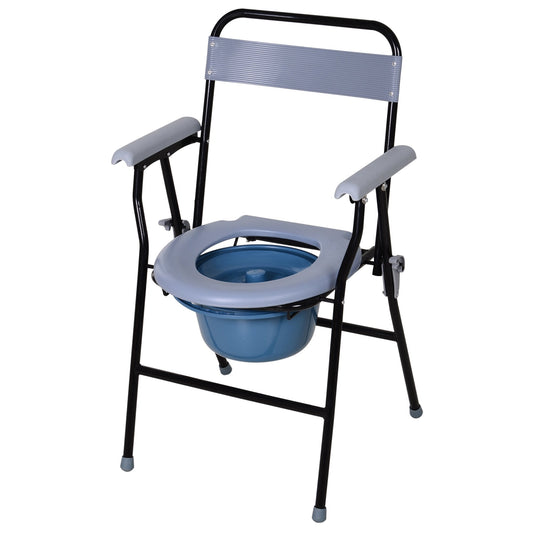 ECARE | Foldable WC chair with removable pot for the elderly and disabled in iron and plastic tubes | 52x50x75cm
