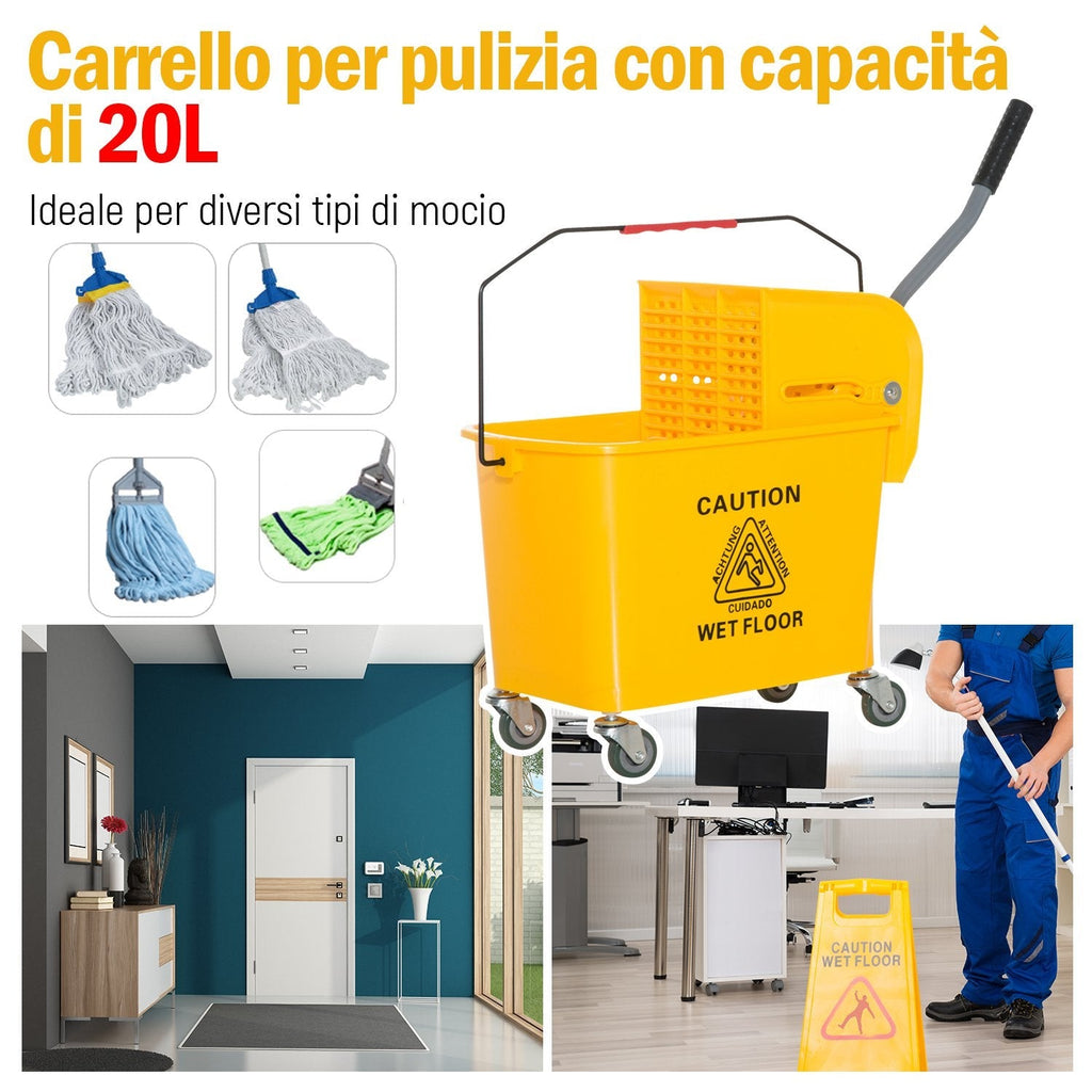 20L Bucket Cart with removable water separator | 60x27x70.5cm - Borgè