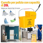 20L Bucket Cart with removable water separator | 60x27x70.5cm - Borgè
