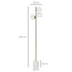 ground lamp with 2 sphere lampshades and pedal switch, 35x35x165cm, gold and white - Borgè