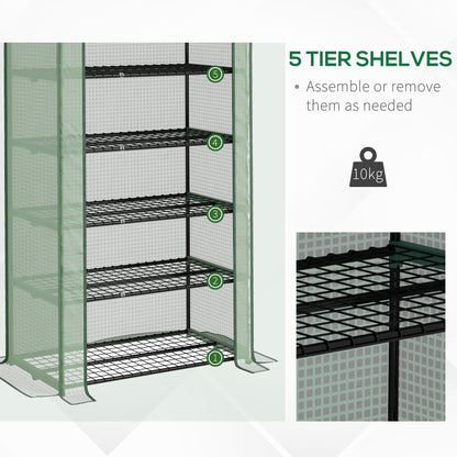 Outsunny Serra A Casetta at 5 -level with roller -up entrance, in steel and polyethylene, 90x49x193 cm, green - Borgè