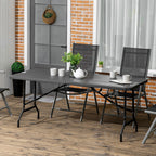 Folding Garden Table for 6 People in Steel and HDPE, 180x75.5x73cm, Dark Grey - Borge' Group Limited