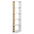 shelf bookcase with oak and white wood -colored walls with 5 shelves - Borgè