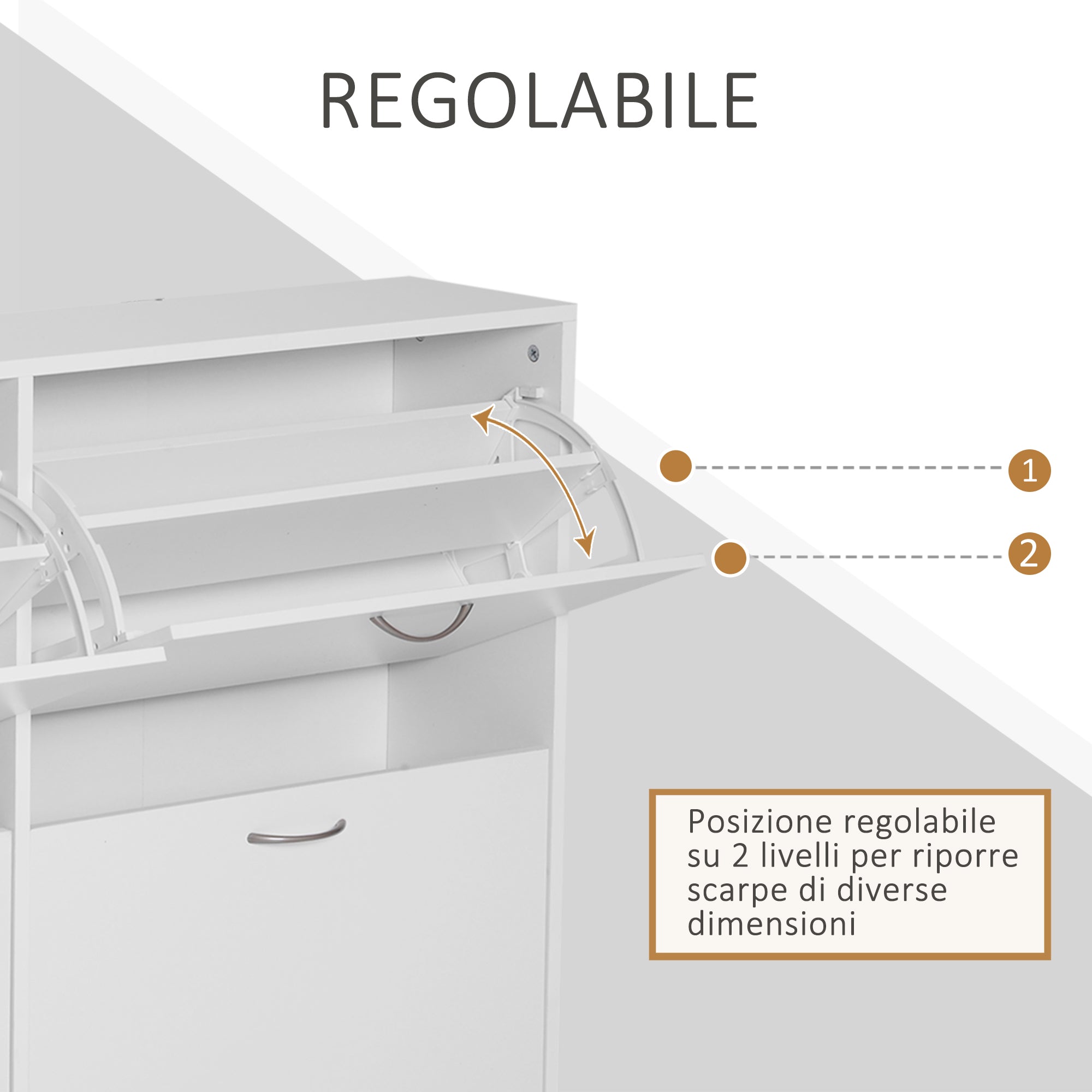 Scarpper SafeSpace capacity 24 pairs in wood, white, 120x24x81cm - Borgè