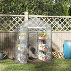 Outdoor Garden Greenhouse in Transparent PVC, Balcony Greenhouse with Shelves for Plants and Vegetables 1.43 x 1.43 x 1.95m - Borge' Group Limited