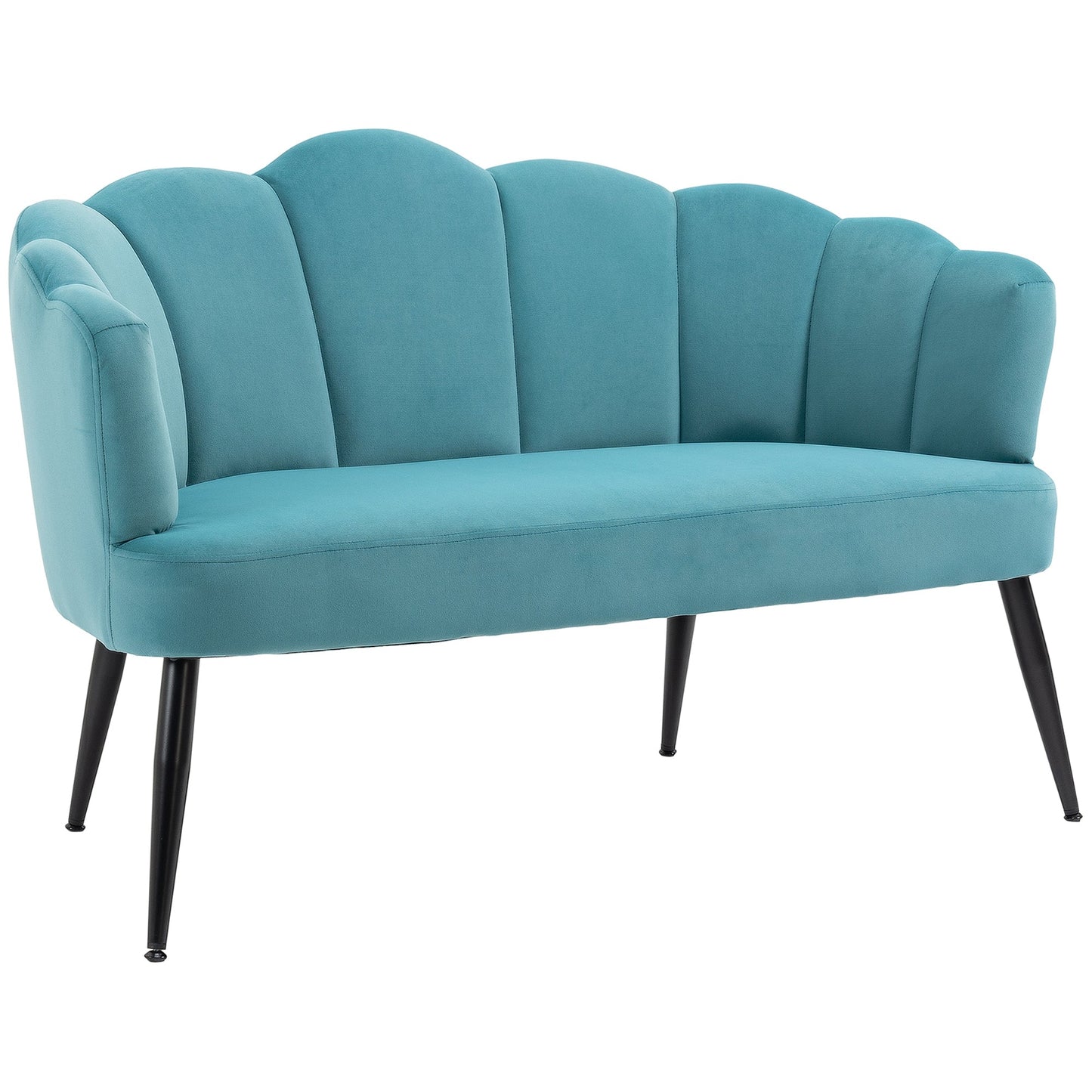 Aqua Marine Shell Design 2 Seater Velvet Sofa ( 132x66x80cm ) - Borgè