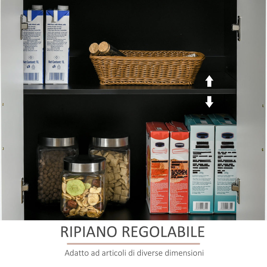 Modern Kitchen Cabinet in MDF with 2 lockers, 1 drawer and adjustable shelves, 90x40x90 cm, black and white - Borgè