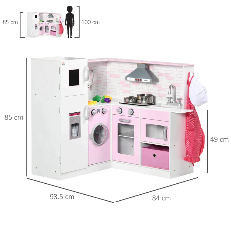 Kitchen for children 3-6 years old with realistic cooking lights and kitchen utensils | 84x93.5x85 cm - Borgè