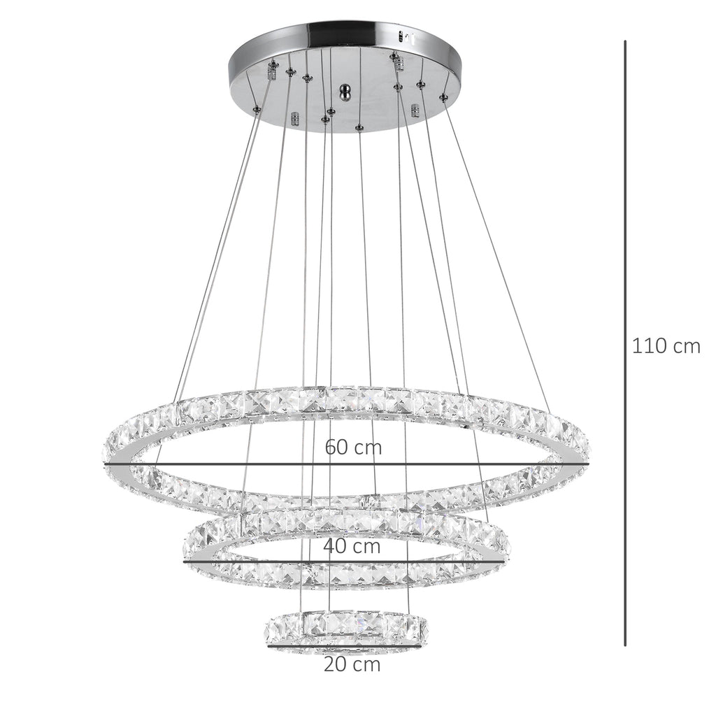 suspension crystal chandelier with 3 adjustable LED lights ф60 x 110cm - Borgè