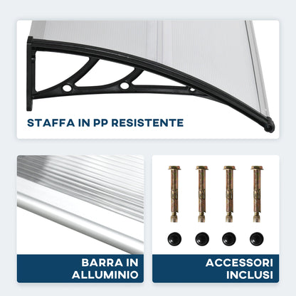 Outsunny outdoor shelter for windows and doors, in polycarbonate and aluminum, 110x60x23cm - transparent - Borgè