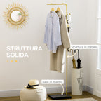 beams with 2 hooks for entrance, bedroom and living room in metal and marble, 35x25x170 cm, gold and black - Borgè