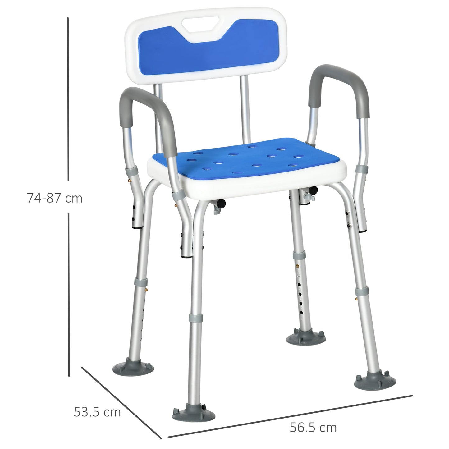 shower chair with padding and adjustable height, armrests and windy feet - Borgè