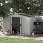 Outsunny garden house with double sliding doors, in steel and pp, 277x195x192cm, silver - Borgè