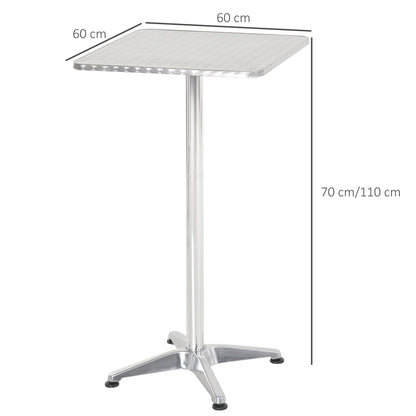 Homcom Table Table Bar Restaurant in Square Stainless Steel 60x60cm Height 70-110cm - Borgè