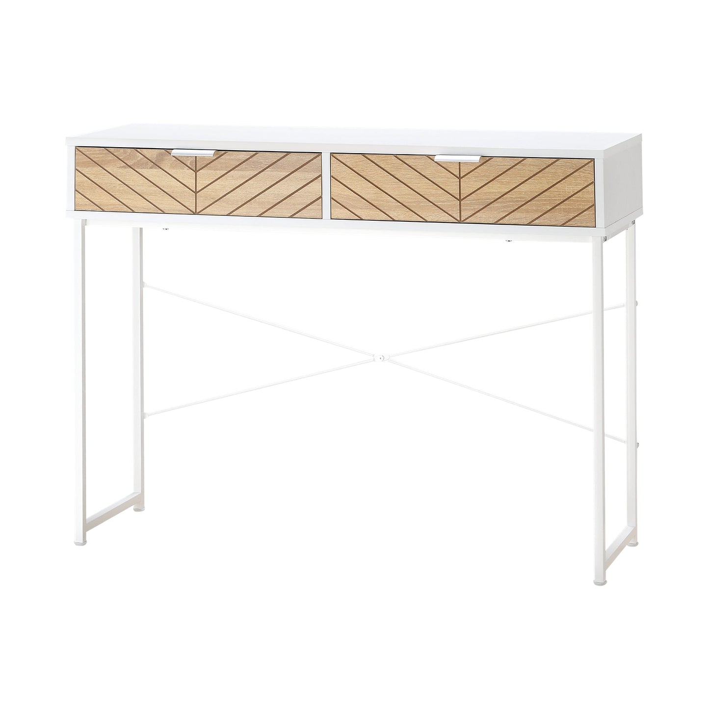 ALEA | Modern Console Table for Entrance and Living Room with 2 Metal Drawers 100x30x75cm - White