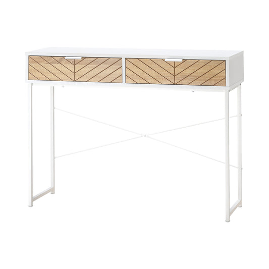 ALEA | Modern Console Table for Entrance and Living Room with 2 Metal Drawers 100x30x75cm - White