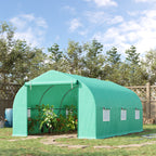 4.5x3x2m Tunnel Greenhouse for Vegetable Garden with Sloping Roof in PE and Steel Pipes Dark Green - Borge' Group Limited