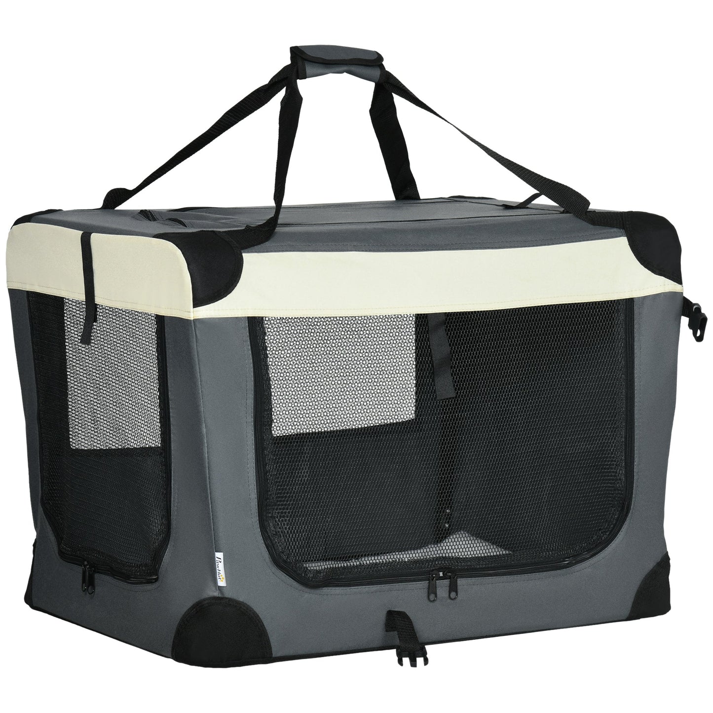 Pawhut transports for dogs and cats up to 4kg folding with 3 openings and pillow, 70x51x50cm, Grey